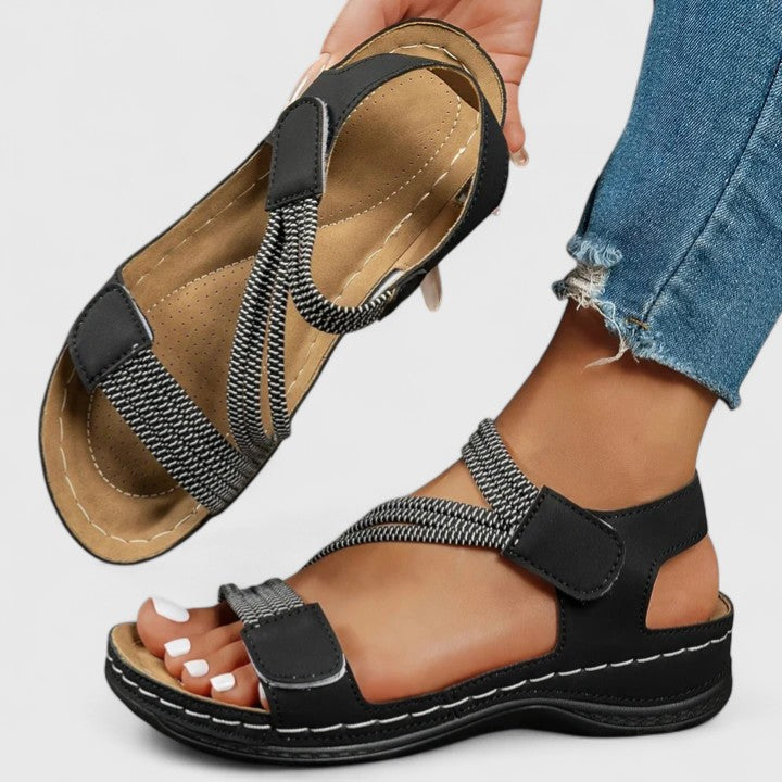Women's Arch Support Sandals Open Toe Velcro Strap Casual Summer Walking - Victrafia