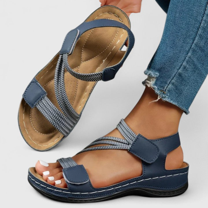 Women's Arch Support Sandals Open Toe Velcro Strap Casual Summer Walking - Victrafia