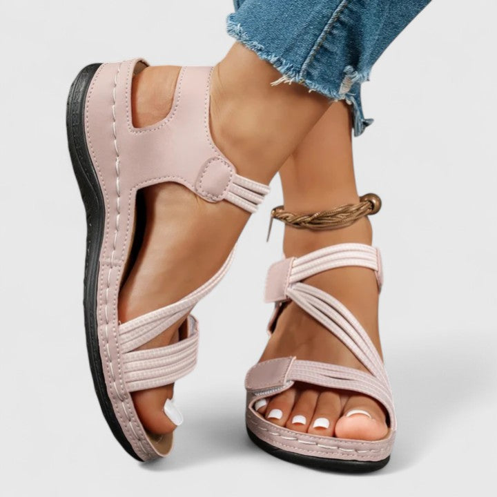 Women's Arch Support Sandals Open Toe Velcro Strap Casual Summer Walking - Victrafia