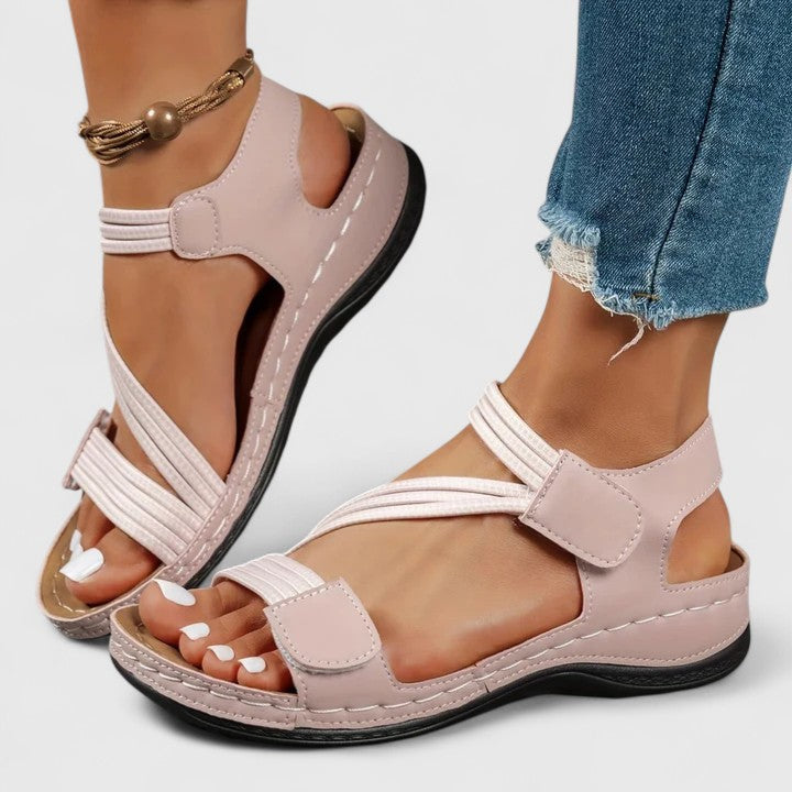 Women's Arch Support Sandals Open Toe Velcro Strap Casual Summer Walking - Victrafia