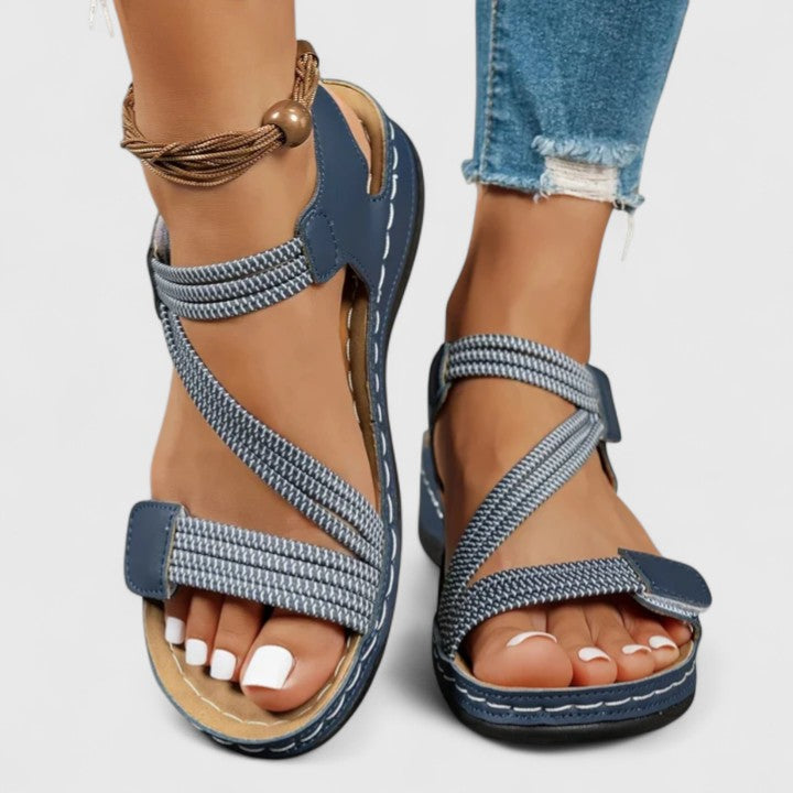 Women's Arch Support Sandals Open Toe Velcro Strap Casual Summer Walking - Victrafia