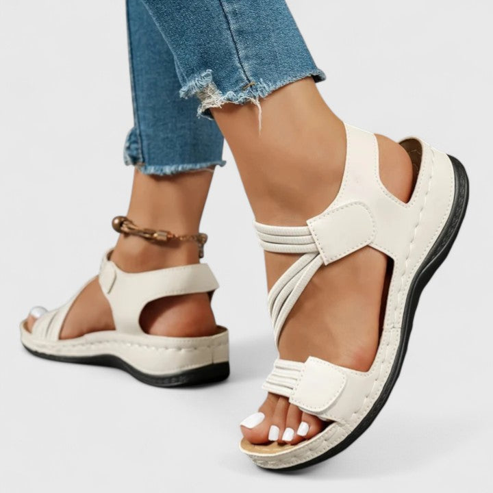 Women's Arch Support Sandals Open Toe Velcro Strap Casual Summer Walking - Victrafia