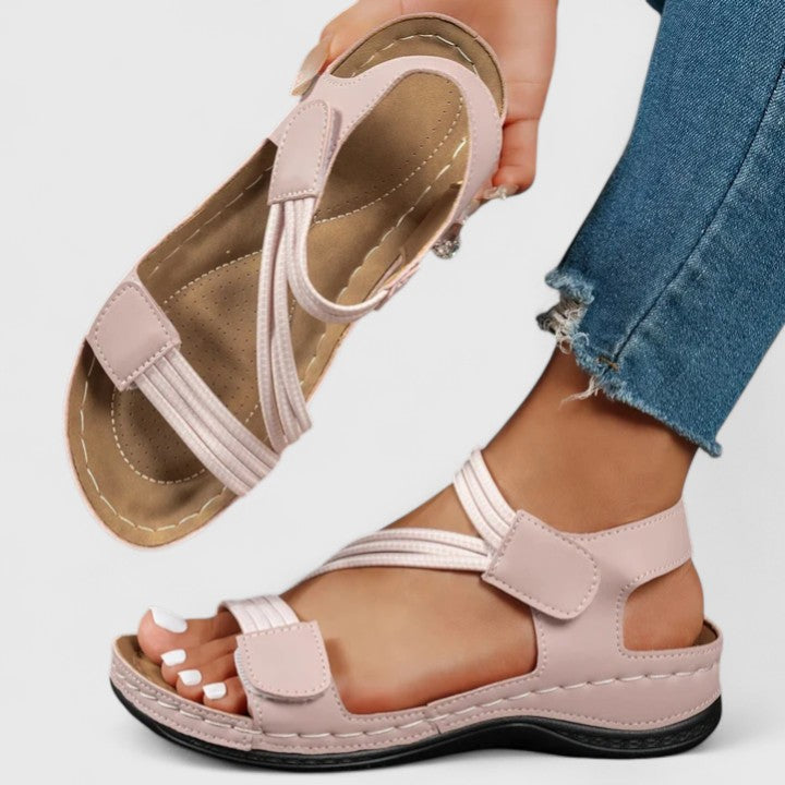 Women's Arch Support Sandals Open Toe Velcro Strap Casual Summer Walking - Victrafia