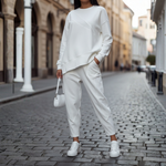 Women's Asymmetric Oversized Sweatshirt Pants Set Casual Streetwear Loungewear Matching Outfit - Victrafia