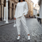 Women's Asymmetric Oversized Sweatshirt Pants Set Casual Streetwear Loungewear Matching Outfit - Victrafia