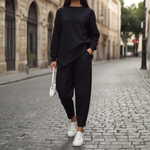 Women's Asymmetric Oversized Sweatshirt Pants Set Casual Streetwear Loungewear Matching Outfit - Victrafia