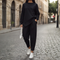 Women's Asymmetric Oversized Sweatshirt Pants Set Casual Streetwear Loungewear Matching Outfit - Victrafia