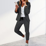 Women's Blazer & Jogger Trouser Set Business Casual Office Two-Piece Slim Fit - Victrafia