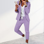 Women's Blazer & Jogger Trouser Set Business Casual Office Two-Piece Slim Fit - Victrafia
