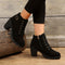 Women's Block Heel Ankle Boots Lace-Up Combat Style Buckle Detail Side Zipper - Victrafia