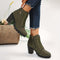 Women's Block Heel Ankle Boots Lace-Up Combat Style Buckle Detail Side Zipper - Victrafia