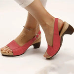 Women's Block Heel Sandals Open Toe Slingback Casual Summer Heeled Sandals - Victrafia