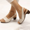 Women's Block Heel Sandals Open Toe Slingback Casual Summer Heeled Sandals - Victrafia