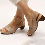 Women's Block Heel Sandals Open Toe Slingback Casual Summer Heeled Sandals - Victrafia
