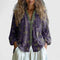 Women's Boho Floral Print Blouse Long Sleeve V-Neck Button-Down Casual - Victrafia