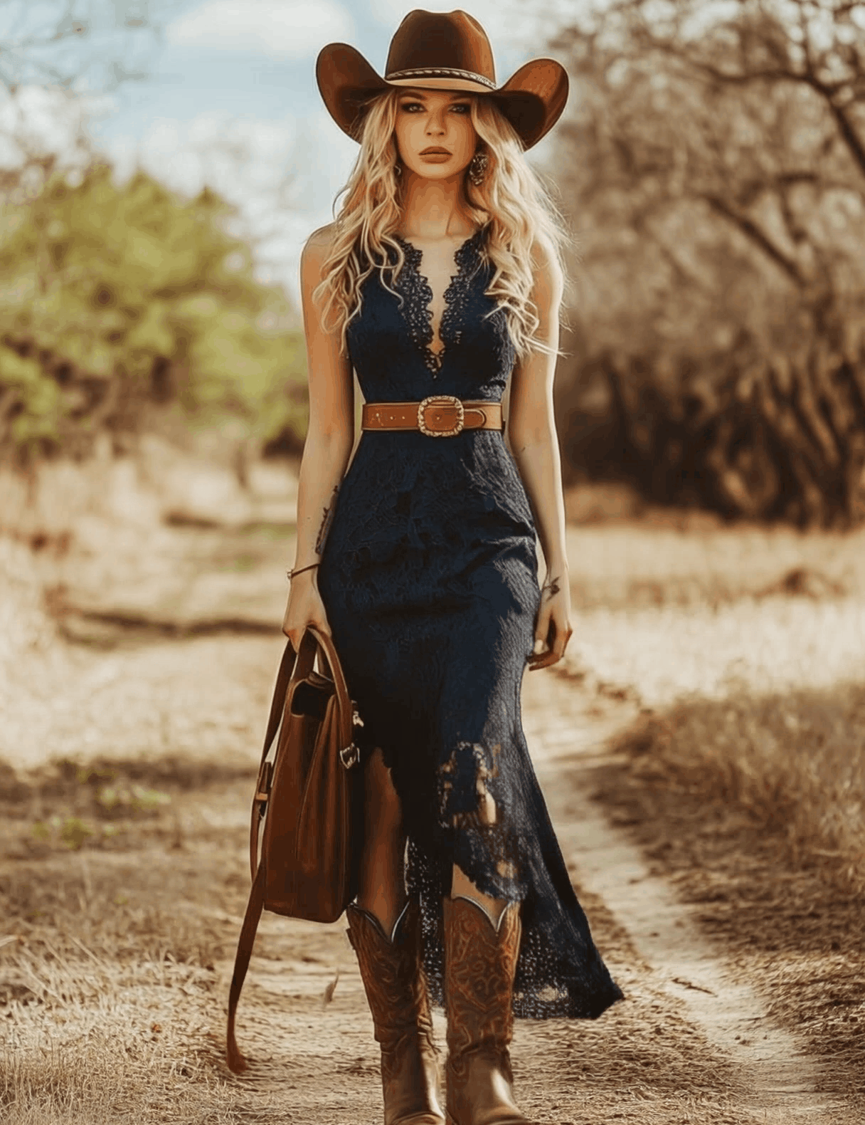 Women's Boho Lace Sleeveless Midi Dress Wedding Guest Garden Party Country Concert - Victrafia