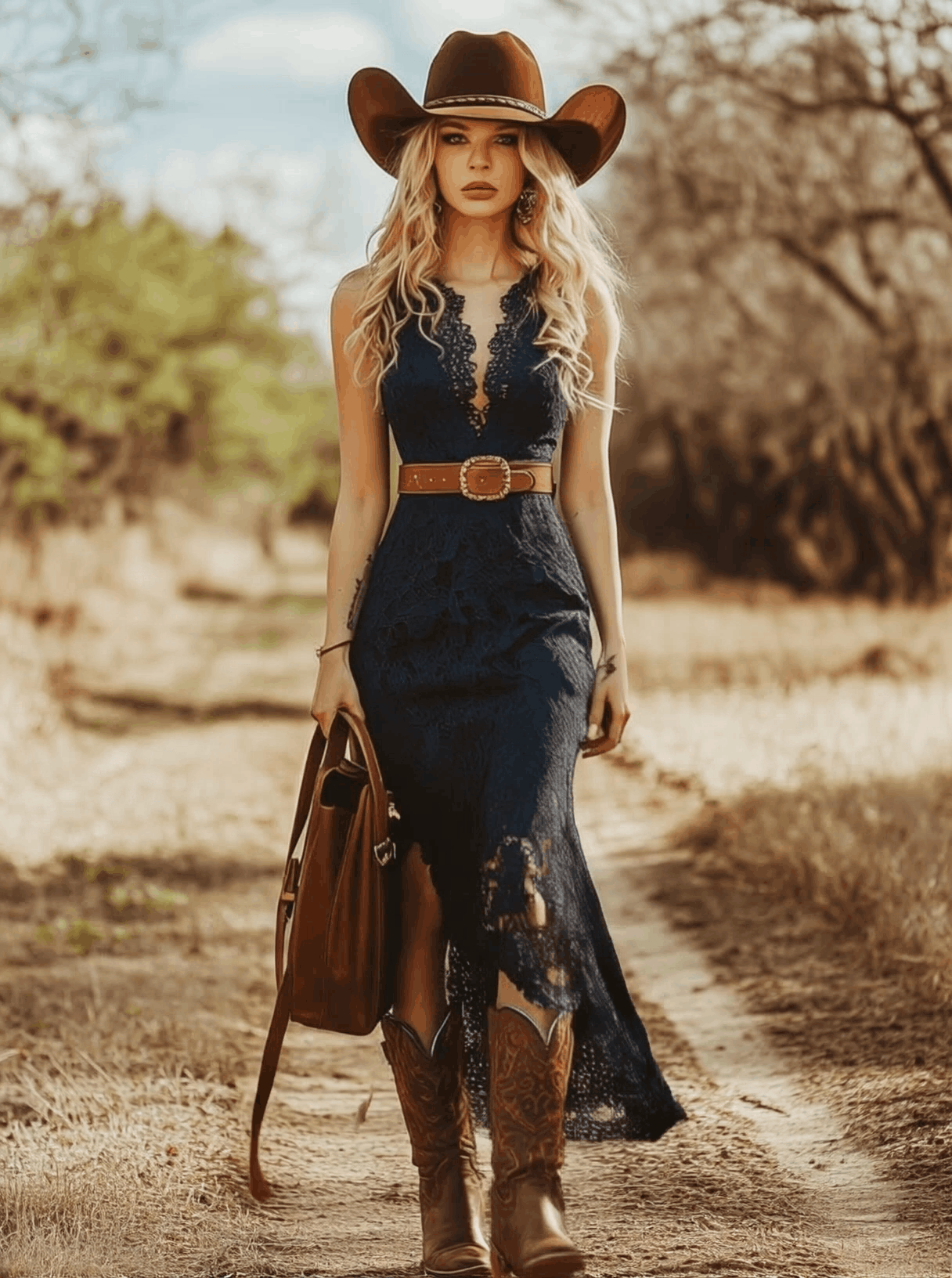 Women's Boho Lace Sleeveless Midi Dress Wedding Guest Garden Party Country Concert - Victrafia