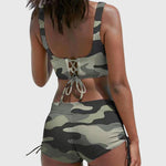 Women's Camo Two-Piece Swimsuit Sporty Bikini Set Beach Vacation - Victrafia