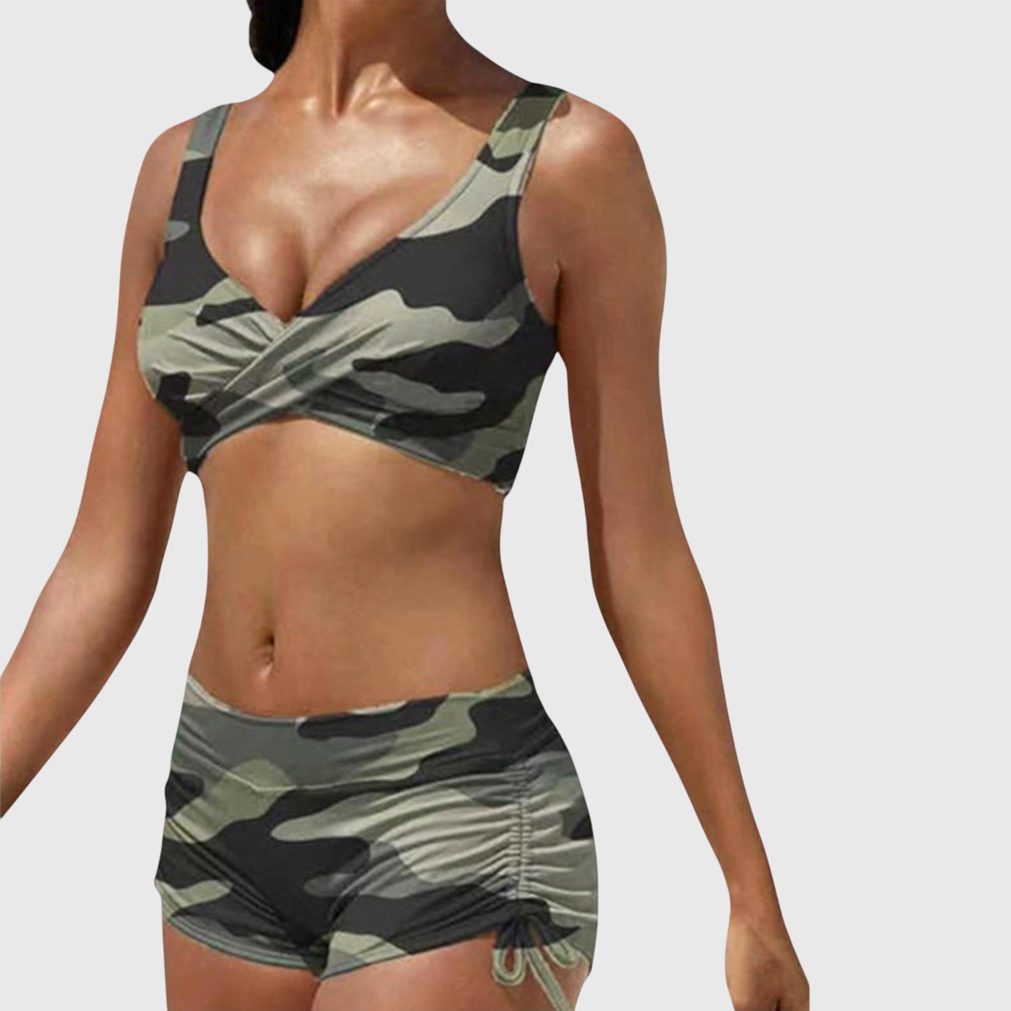 Women's Camo Two-Piece Swimsuit Sporty Bikini Set Beach Vacation - Victrafia