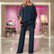 Women's Chiffon Two-Piece Set Overlay Top Wide-Leg Pants Evening Office Formal Outfit - Victrafia