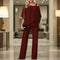 Women's Chiffon Two-Piece Set Overlay Top Wide-Leg Pants Evening Office Formal Outfit - Victrafia
