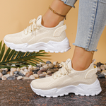 Women's Chunky Sneakers Lace-Up Breathable Mesh Running Walking Casual - Victrafia