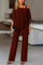 Women's Cold Shoulder Pant Set Formal Evening Two-Piece Flowy Top Wide Leg Pants - Victrafia