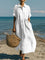 Women's Cotton Shirt Dress Maxi Length Button-Down Summer Beach Casual - Victrafia