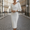 Women's Cowl Neck Midi Dress Long Sleeve Bodycon Work Office Wedding Guest Formal - Victrafia