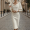 Women's Cowl Neck Midi Dress Long Sleeve Bodycon Work Office Wedding Guest Formal - Victrafia