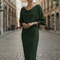 Women's Cowl Neck Midi Dress Long Sleeve Bodycon Work Office Wedding Guest Formal - Victrafia