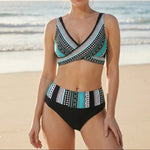 Women's Crossover Bikini Set High-Waisted Two-Piece Swimsuit Beach Vacation Summer - Victrafia