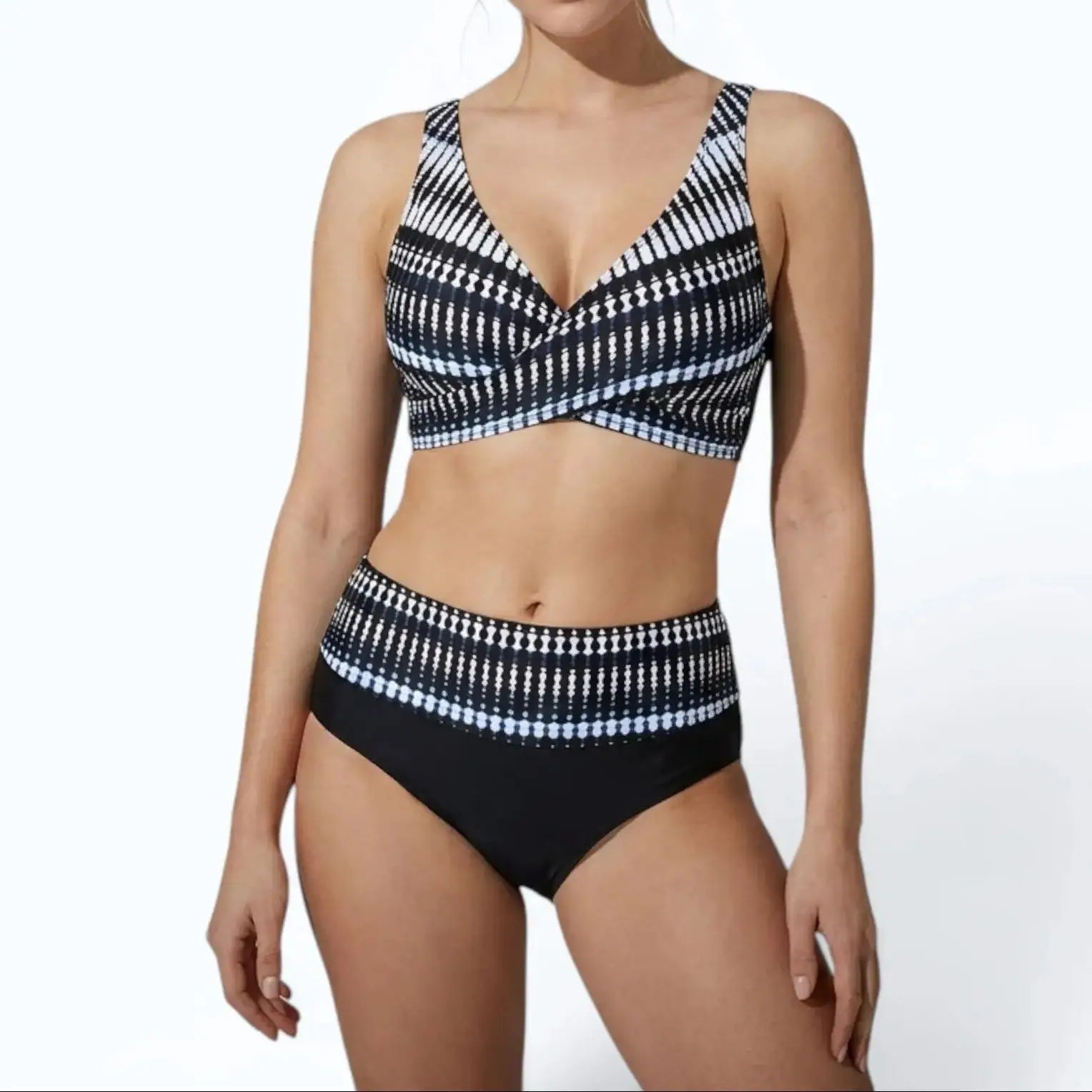 Women's Crossover Bikini Set High-Waisted Two-Piece Swimsuit Beach Vacation Summer - Victrafia
