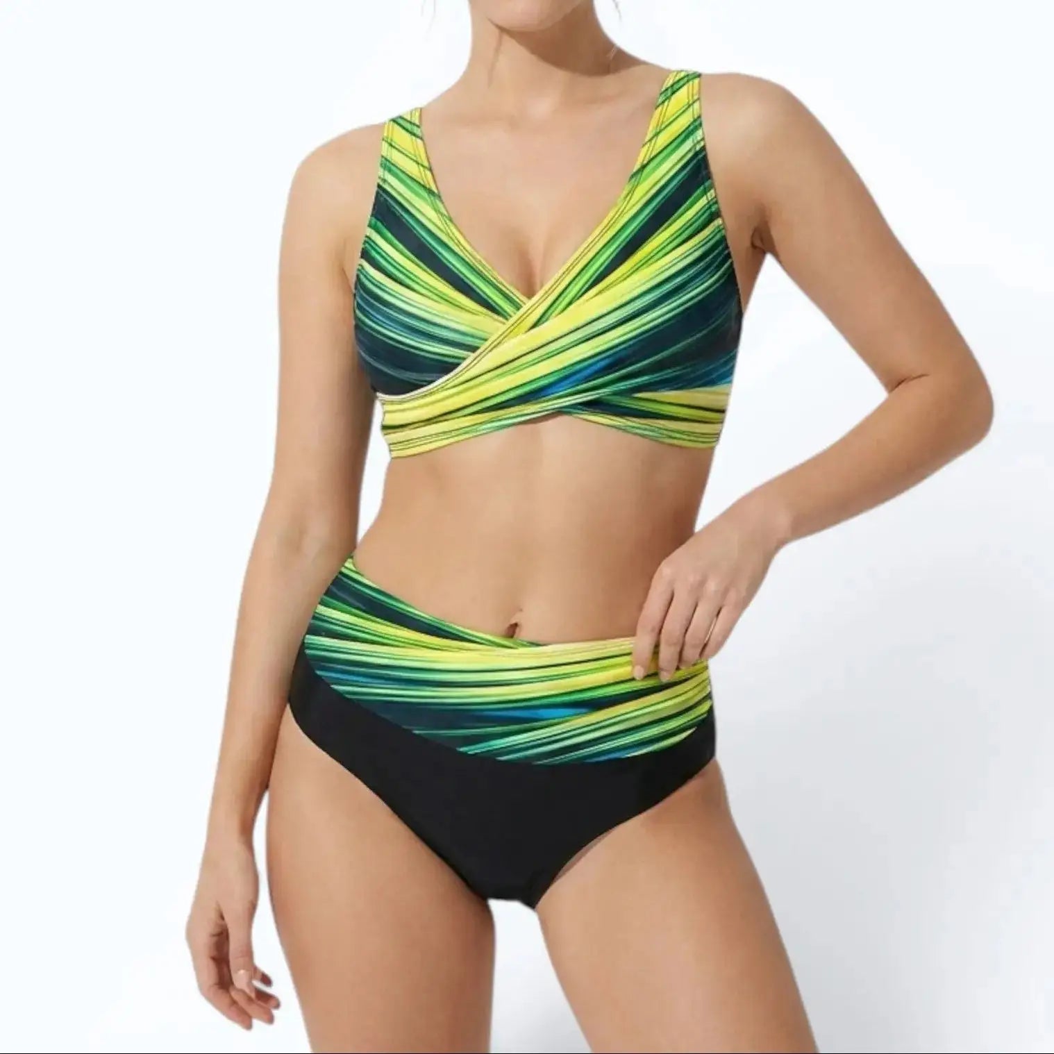 Women's Crossover Bikini Set High-Waisted Two-Piece Swimsuit Beach Vacation Summer - Victrafia