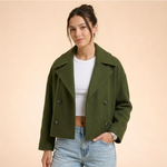 Women's Double-Breasted Short Coat Cropped Peacoat Fall Winter Casual - Victrafia