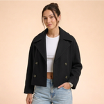 Women's Double-Breasted Short Coat Cropped Peacoat Fall Winter Casual - Victrafia