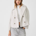 Women's Double-Breasted Short Coat Cropped Peacoat Fall Winter Casual - Victrafia