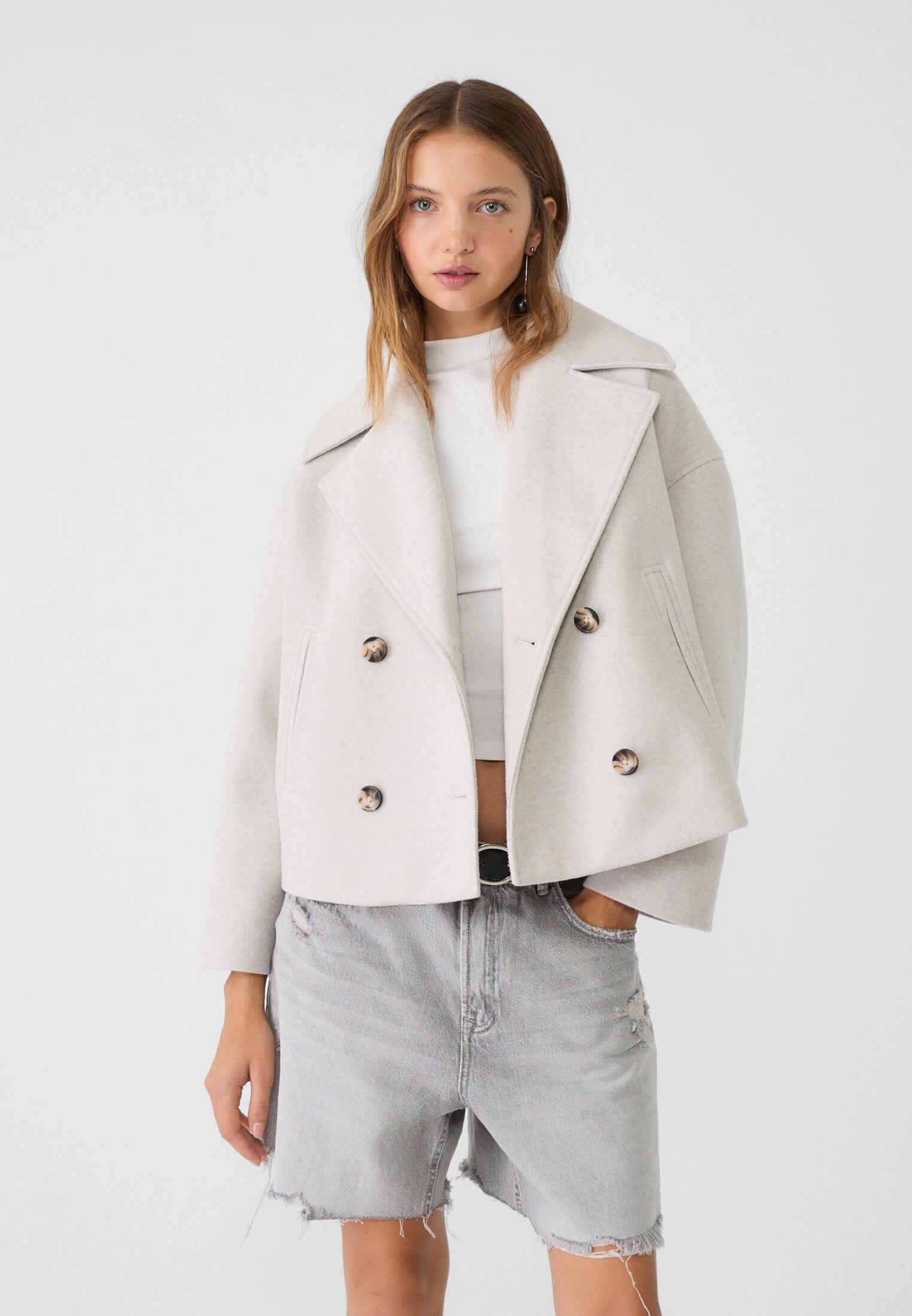 Women's Double-Breasted Short Coat Cropped Peacoat Fall Winter Casual - Victrafia