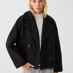 Women's Double-Breasted Short Coat Cropped Peacoat Fall Winter Casual - Victrafia