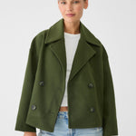 Women's Double-Breasted Short Coat Cropped Peacoat Fall Winter Casual - Victrafia