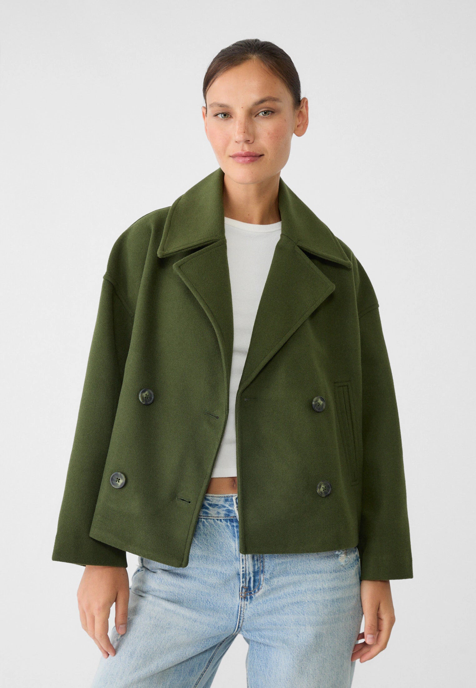 Women's Double-Breasted Short Coat Cropped Peacoat Fall Winter Casual - Victrafia
