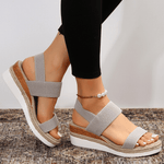 Women's Espadrille Wedge Sandals Platform Elastic Strap Summer Casual Beach - Victrafia