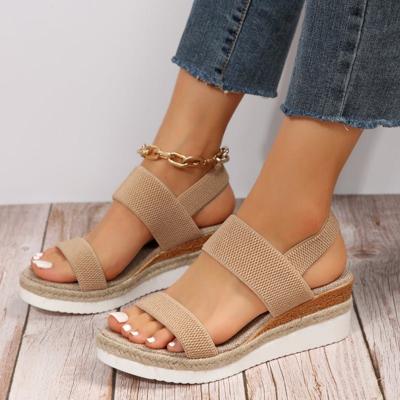 Women's Espadrille Wedge Sandals Platform Elastic Strap Summer Casual Beach - Victrafia