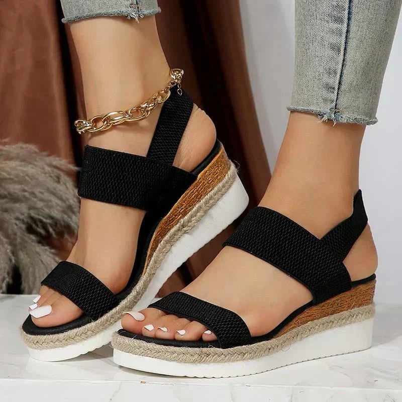 Women's Espadrille Wedge Sandals Platform Elastic Strap Summer Casual Beach - Victrafia