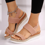 Women's Espadrille Wedge Sandals Platform Elastic Strap Summer Casual Beach - Victrafia