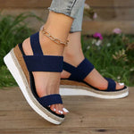 Women's Espadrille Wedge Sandals Platform Elastic Strap Summer Casual Beach - Victrafia