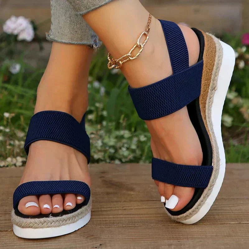 Women's Espadrille Wedge Sandals Platform Elastic Strap Summer Casual Beach - Victrafia