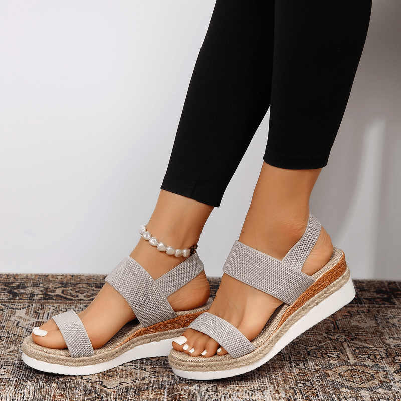 Women's Espadrille Wedge Sandals Platform Elastic Strap Summer Casual Beach - Victrafia