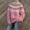 Women's Fair Isle Knit Sweater Oversized Nordic Pullover Casual Winter - Victrafia
