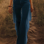 Women's Flare Jeans Fringe Tassel High-Waisted Western Boho Denim Retro Vintage - Victrafia